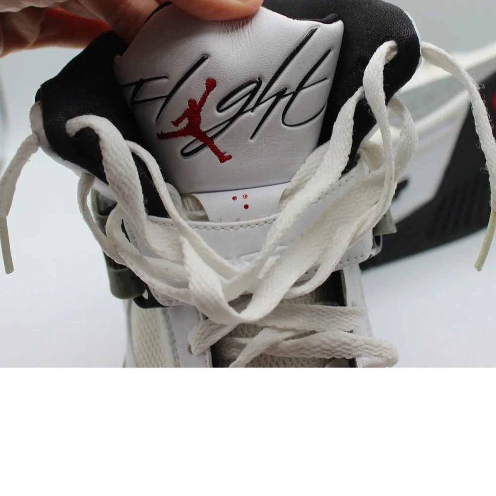Jordan Flight 45 High Mens White Black Cement Grey Sneakers 384519-109 Size‎ 8